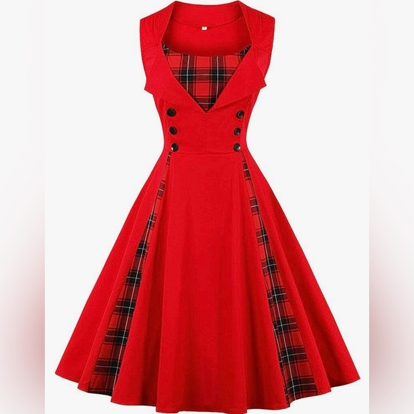 Killreal Dresses & Skirts - KILLREAL: Red Retro Vintage Style Cocktail Party Swing Dress. Size Small.